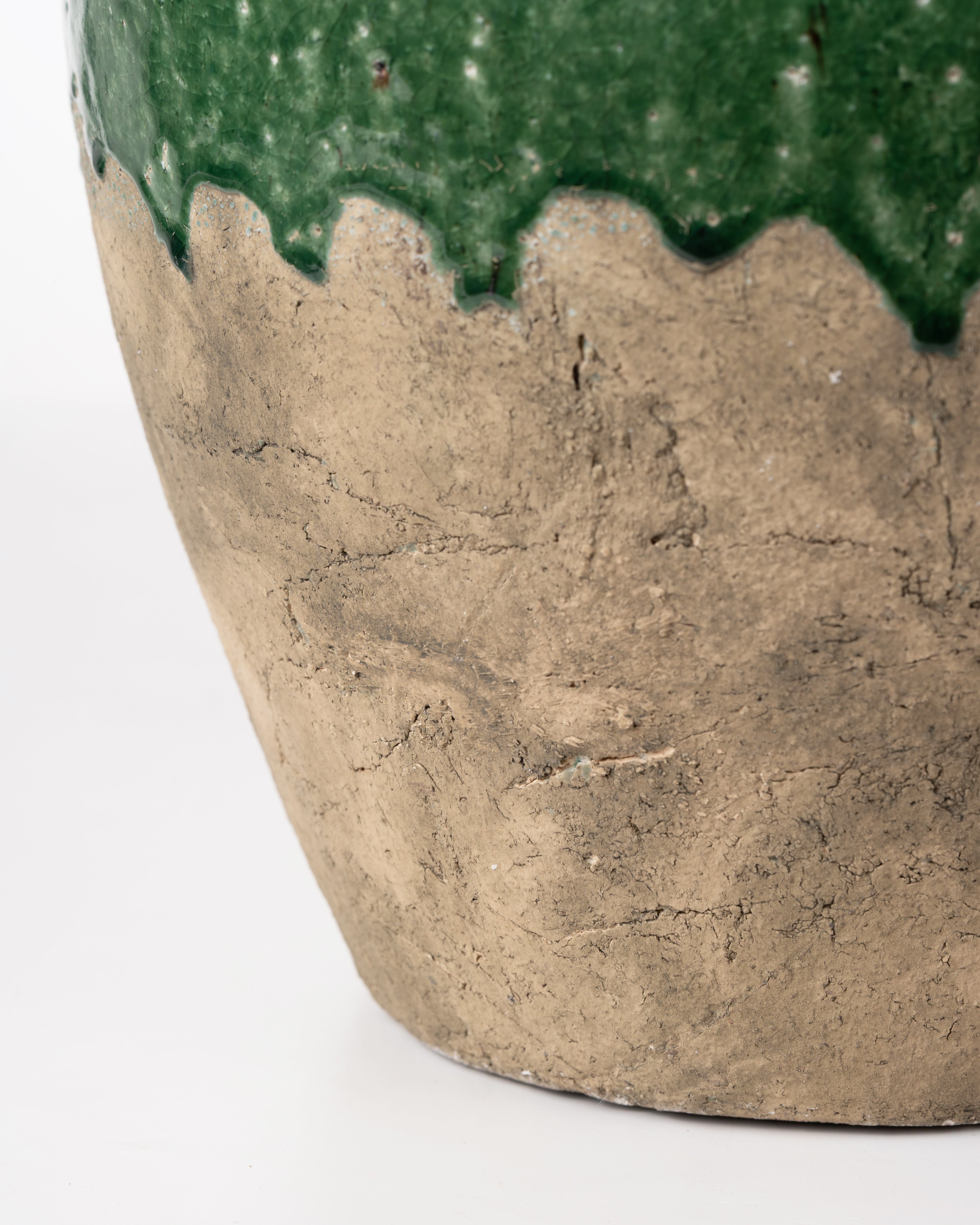 LAMPBASE GRN&NAT BEIGE SHADE