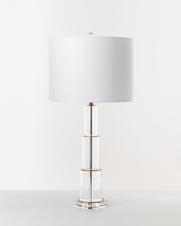 LAMP WHT SHADE 3TIER GOLD CRSYTAL