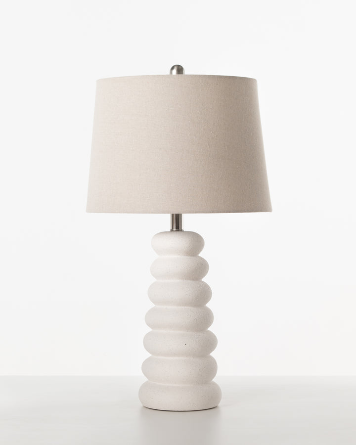 LAMP BASE CRM SHAPE BEIGE LIN. SHADE