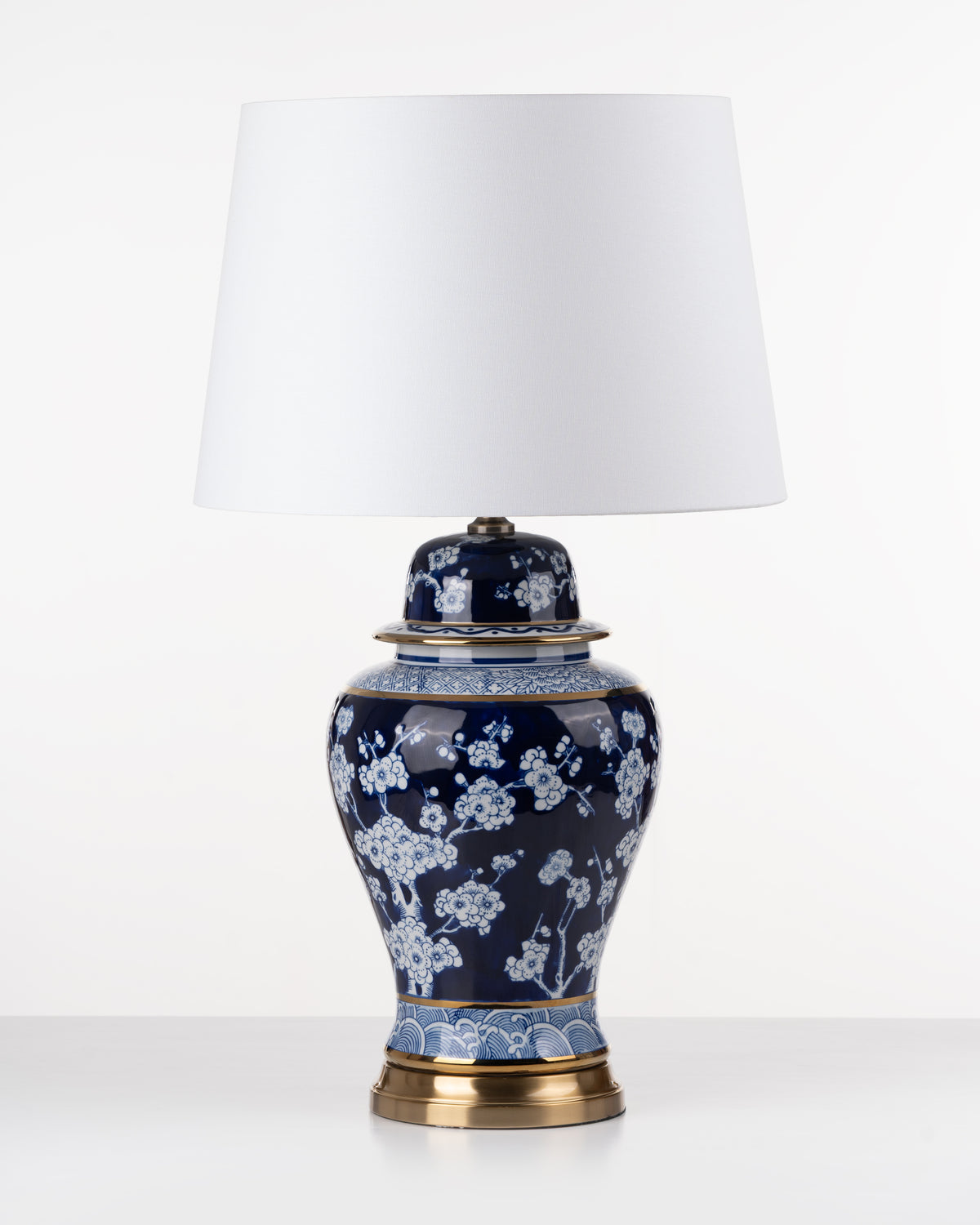 Indigo Blossom Ceramic Lamp