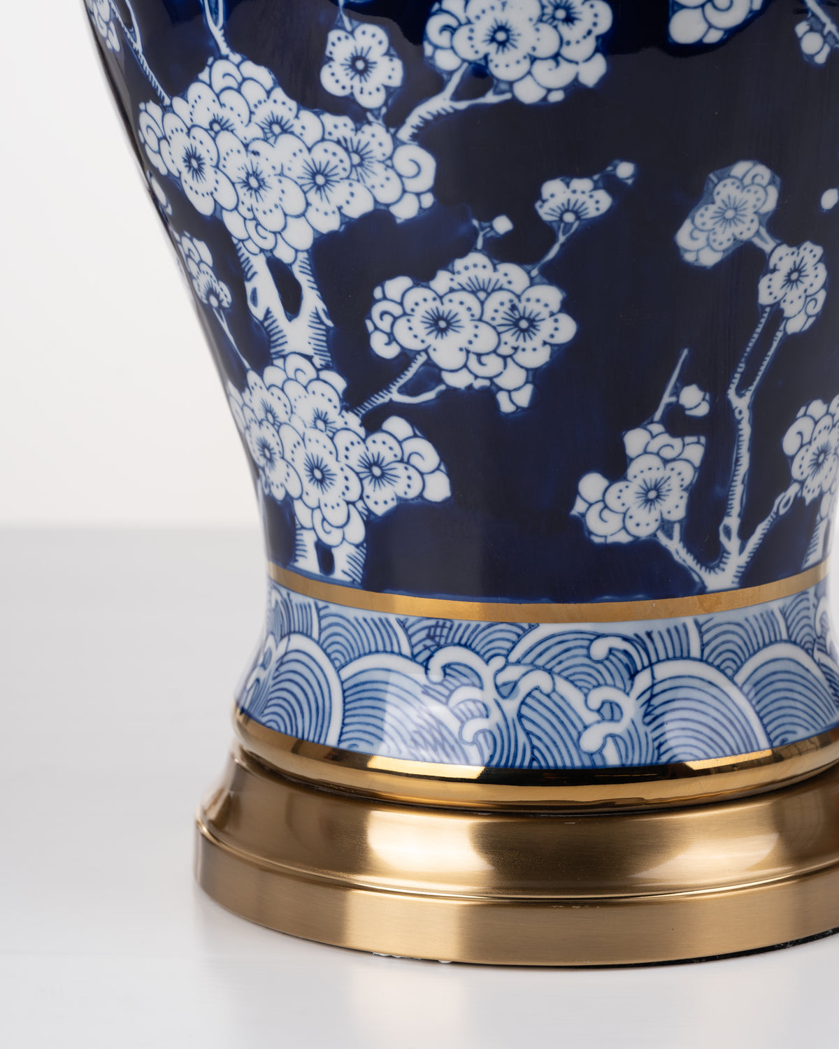 Indigo Blossom Ceramic Lamp