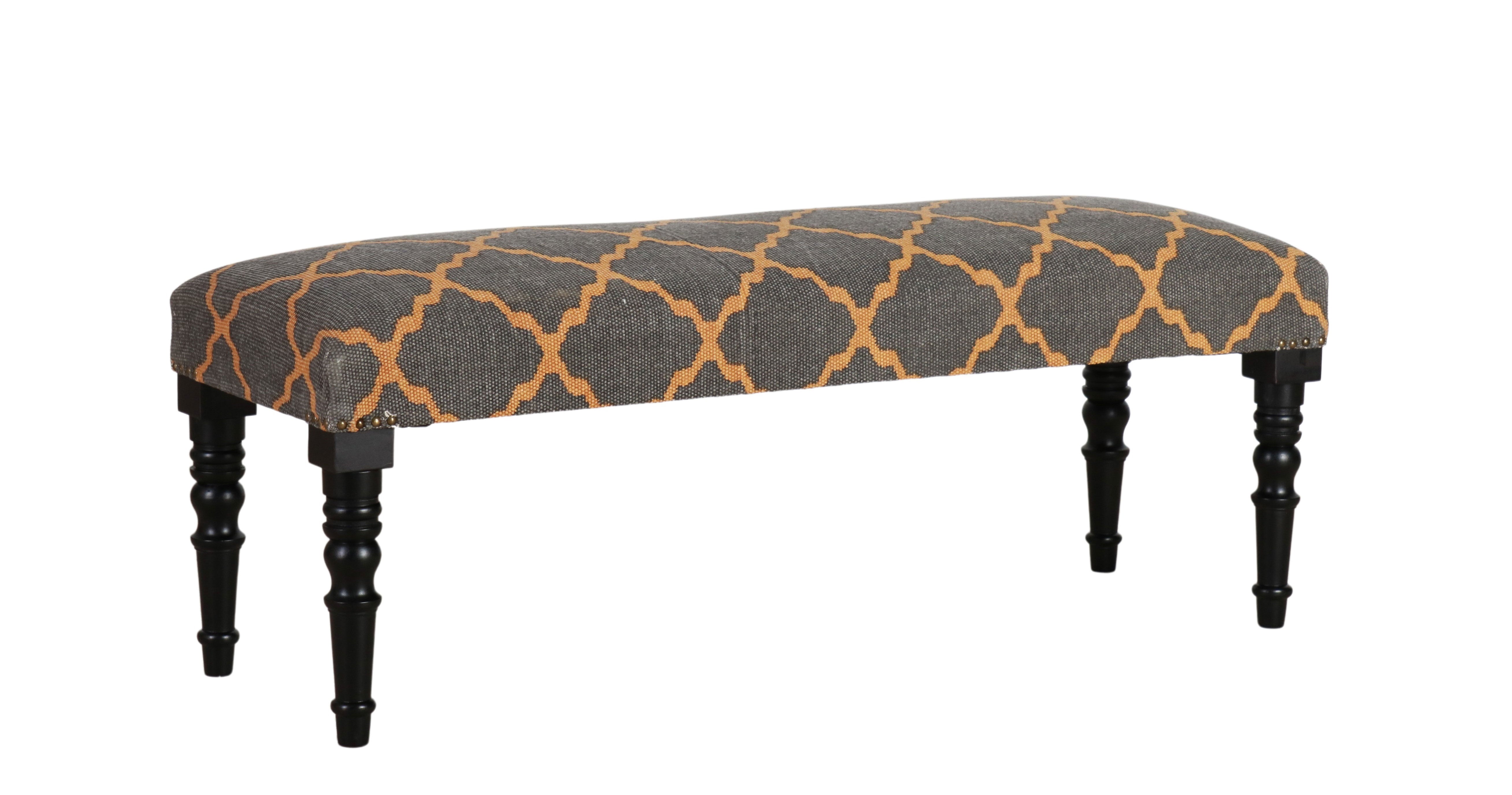 BENCH WOODEN COTTON UPHOL. BLK&YELLOW