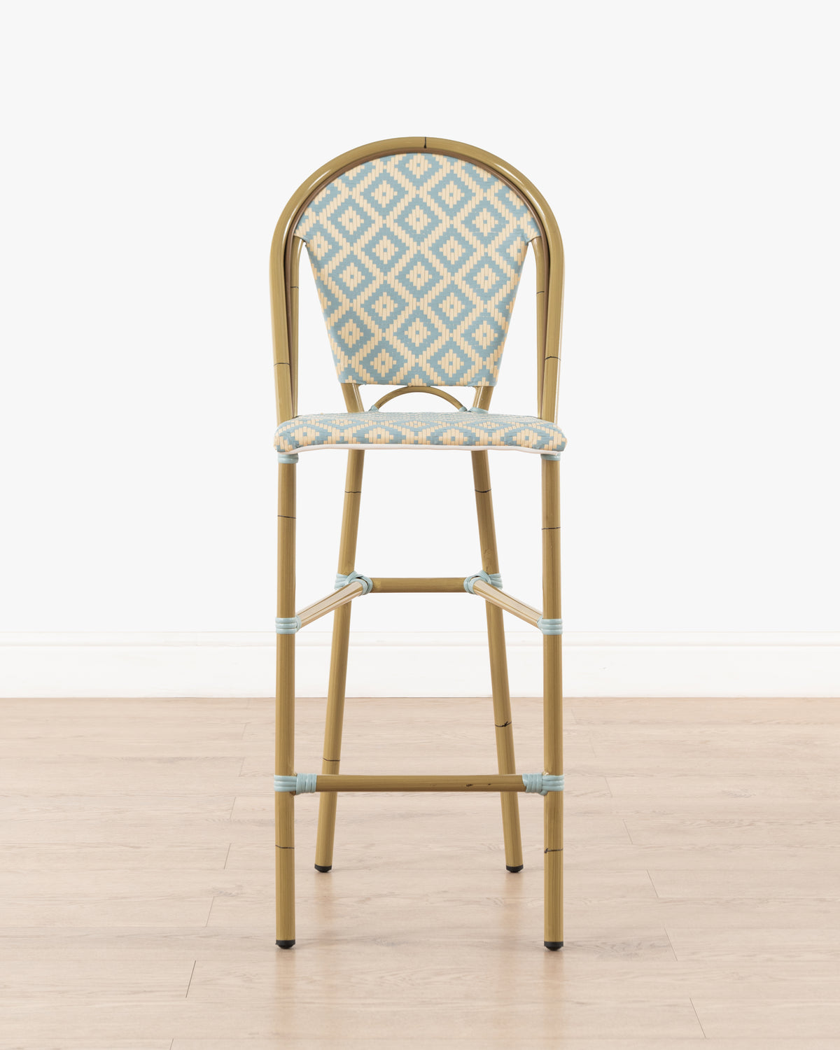 Brioche Diamond Bar Chair| Blue & cream