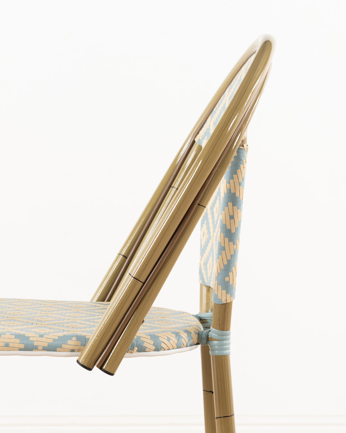 Brioche Diamond Bar Chair| Blue & cream
