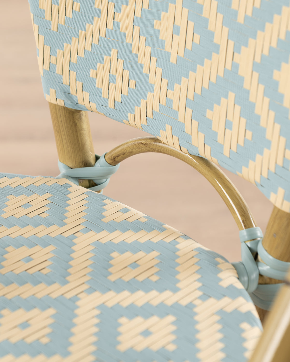 Brioche Diamond Bar Chair| Blue & cream