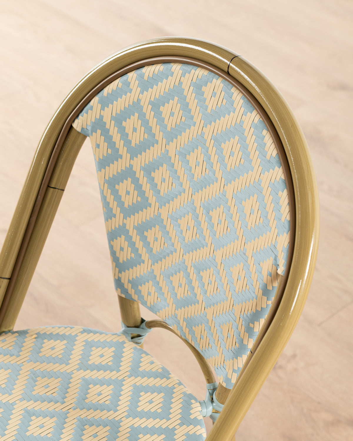 Brioche Diamond Bar Chair| Blue & cream