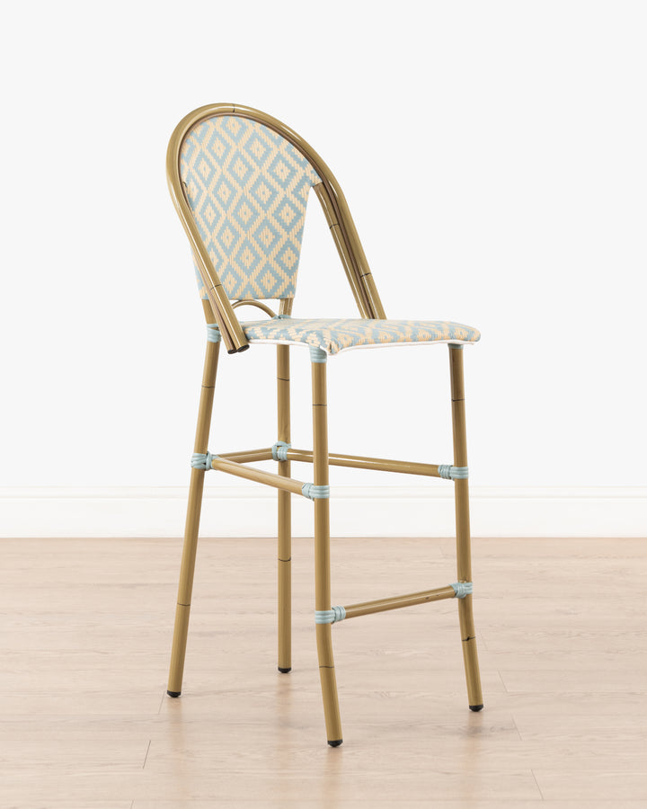Brioche Diamond Bar Chair| Blue & cream
