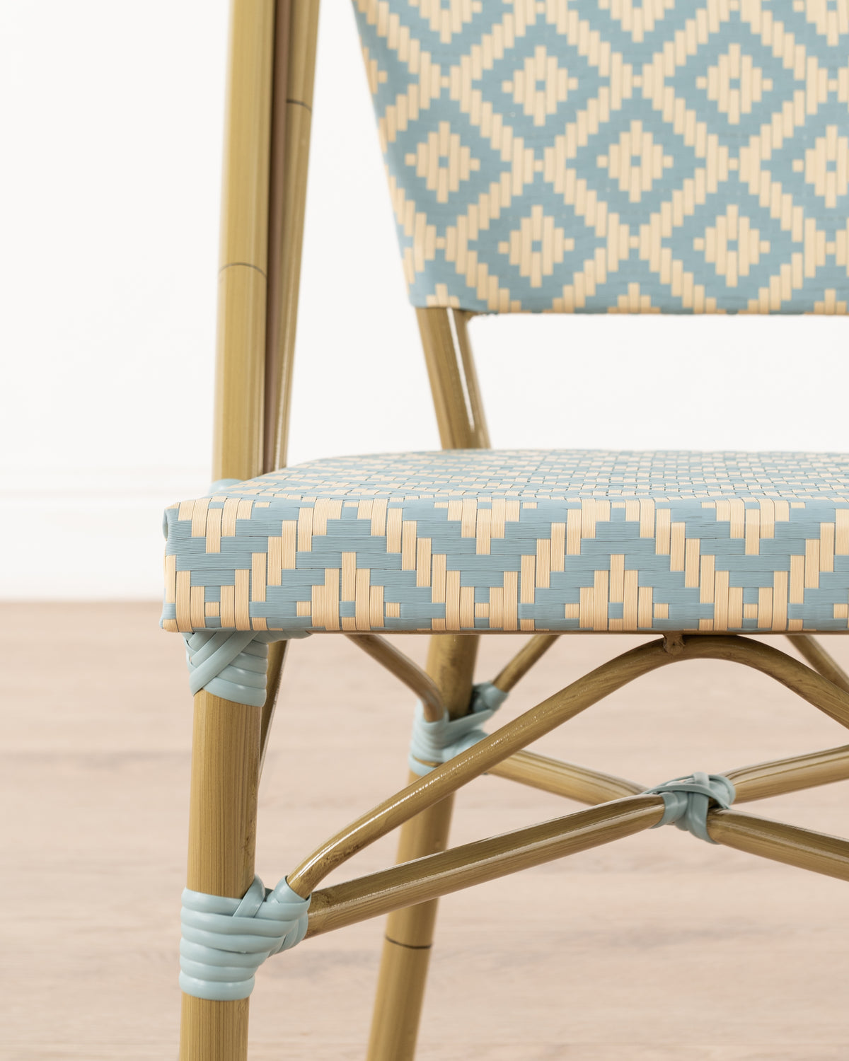 Brioche Diamond Dining Chair | Blue and Cream