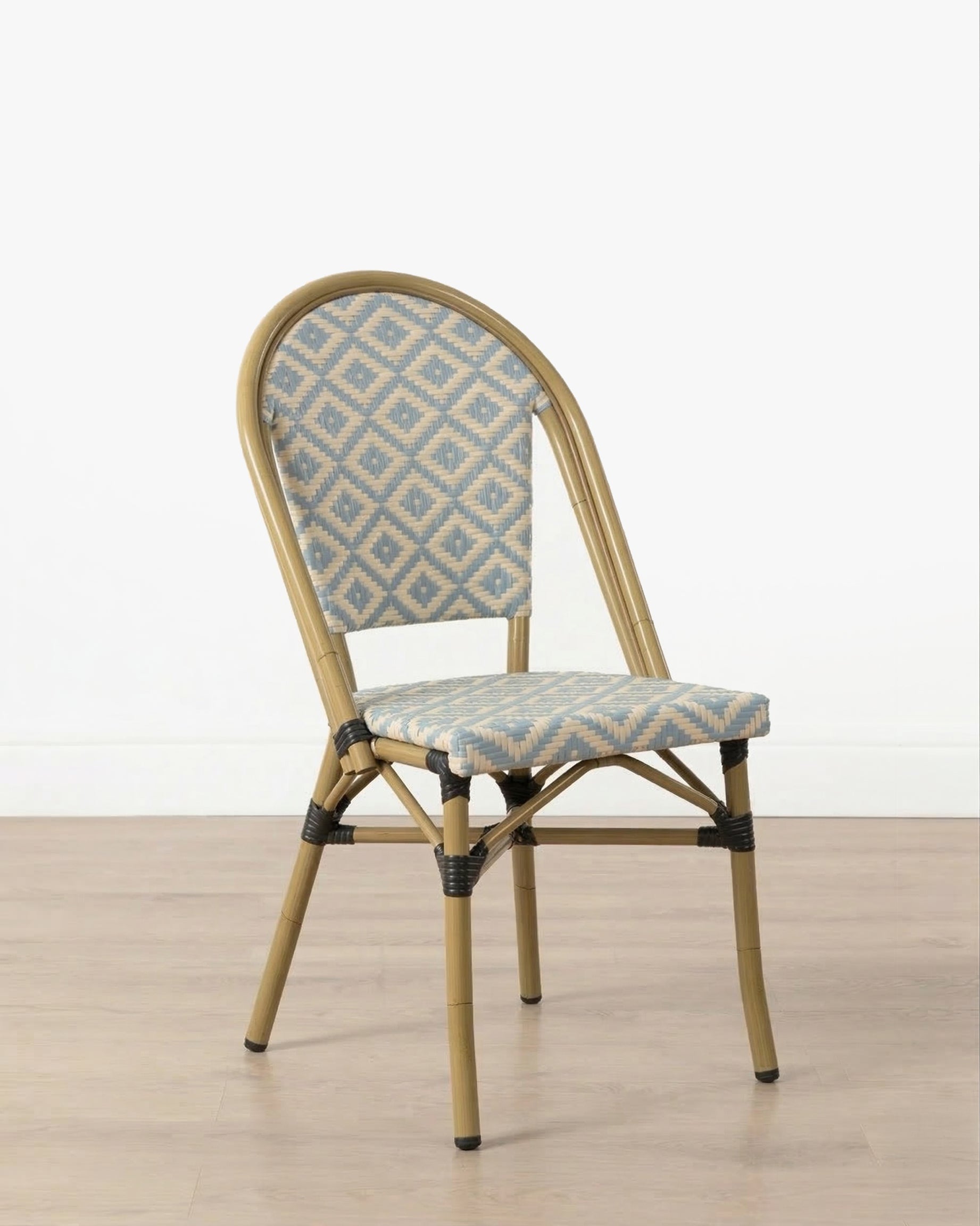 Brioche Diamond Dining Chair | Blue and Cream