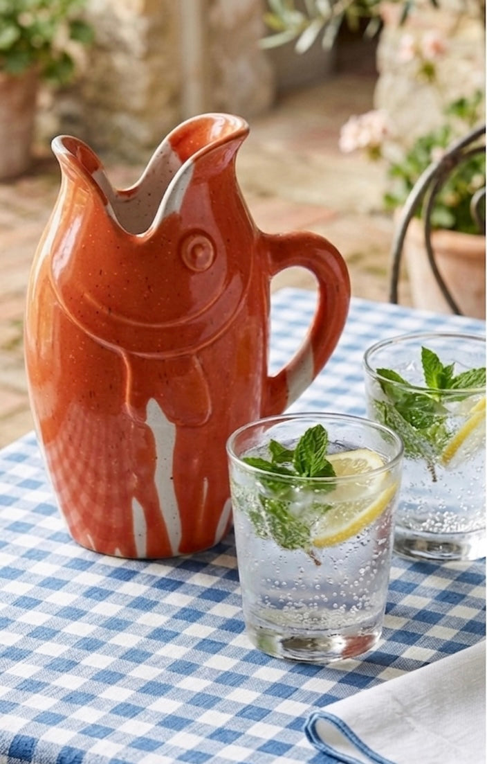 Red Coastal Fish Jug
