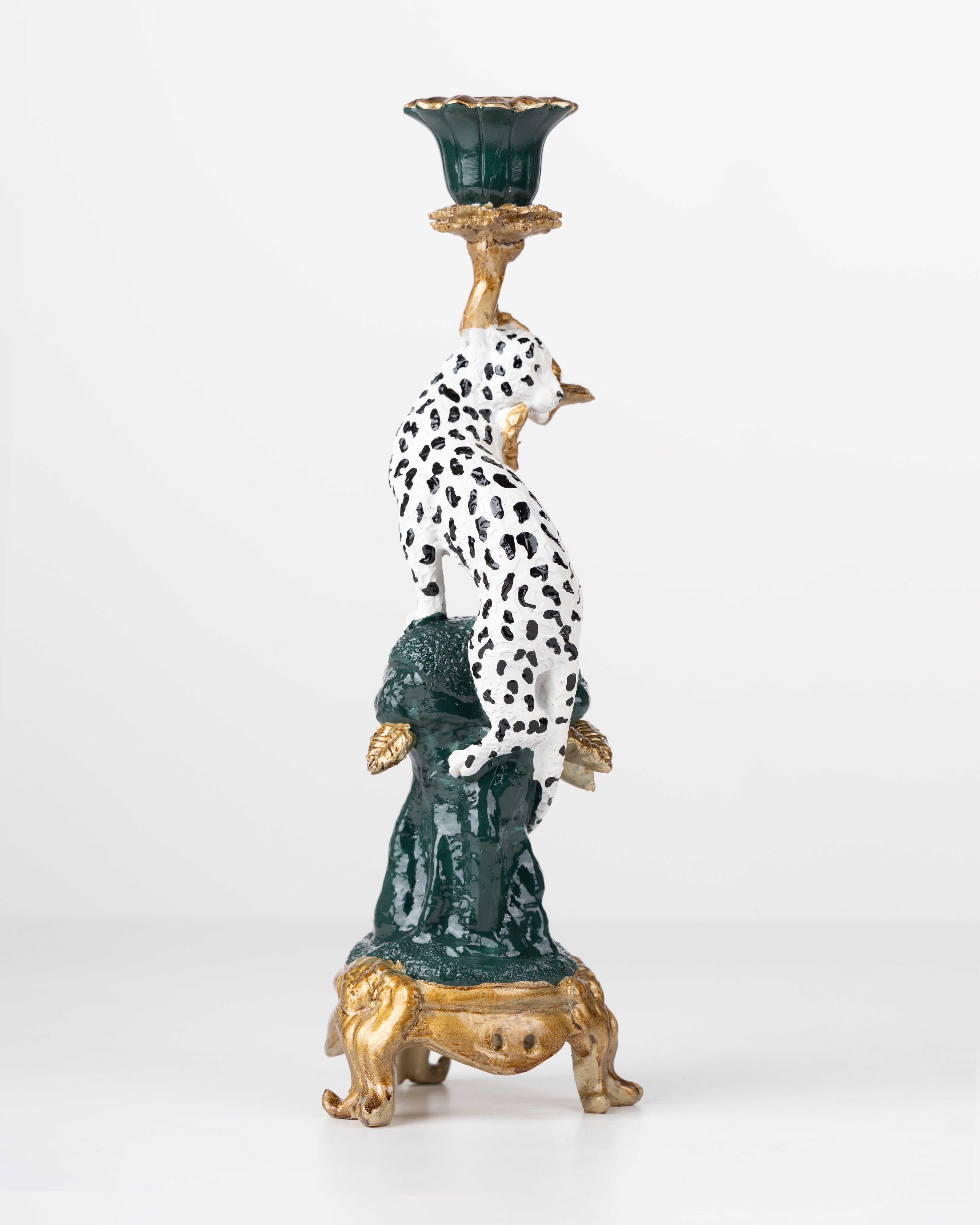 Leopard Candle Holder | Green and gold