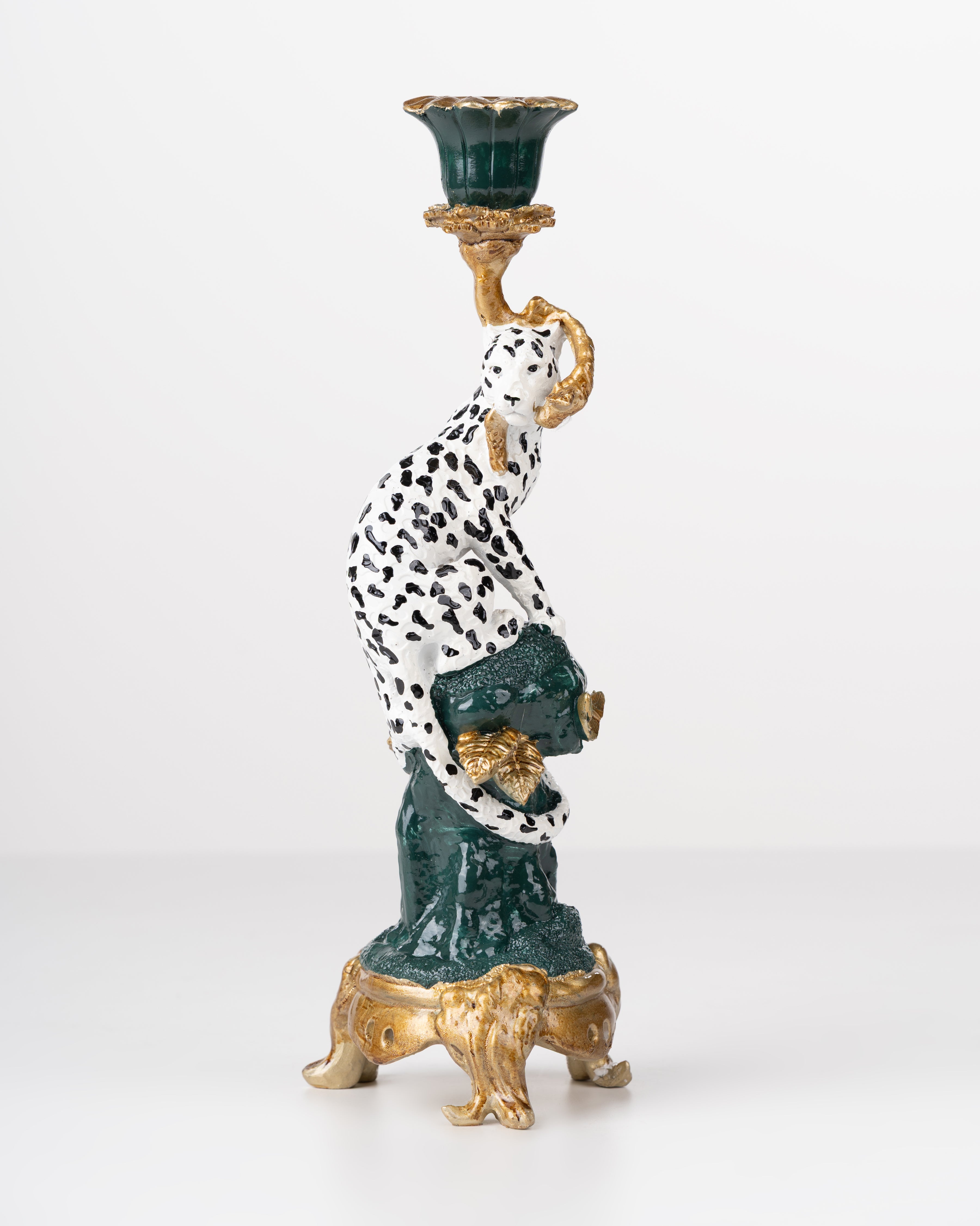 Leopard Candle Holder | Green and gold