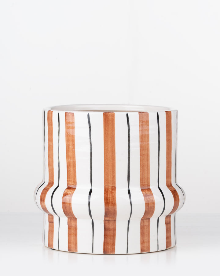 Terrace Ceramic Pot | Orange stripe