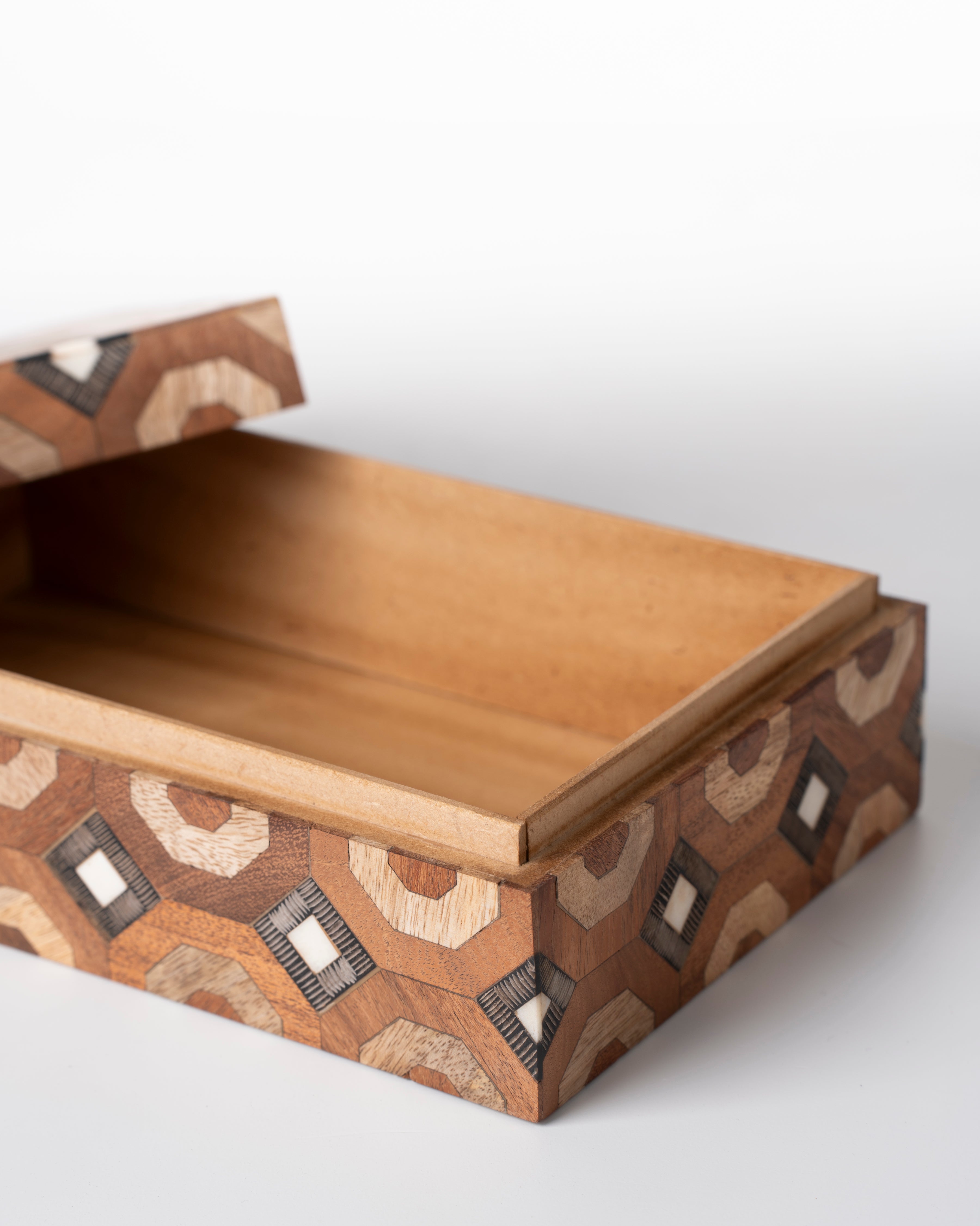 Natural Wood Octagon Inlay Storage Box