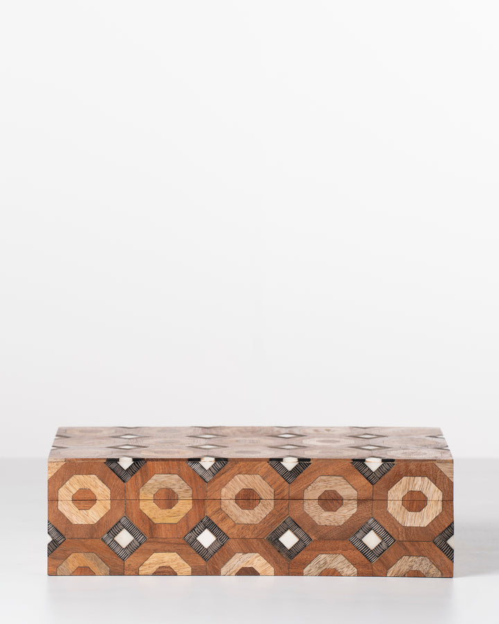Natural Wood Octagon Inlay Storage Box