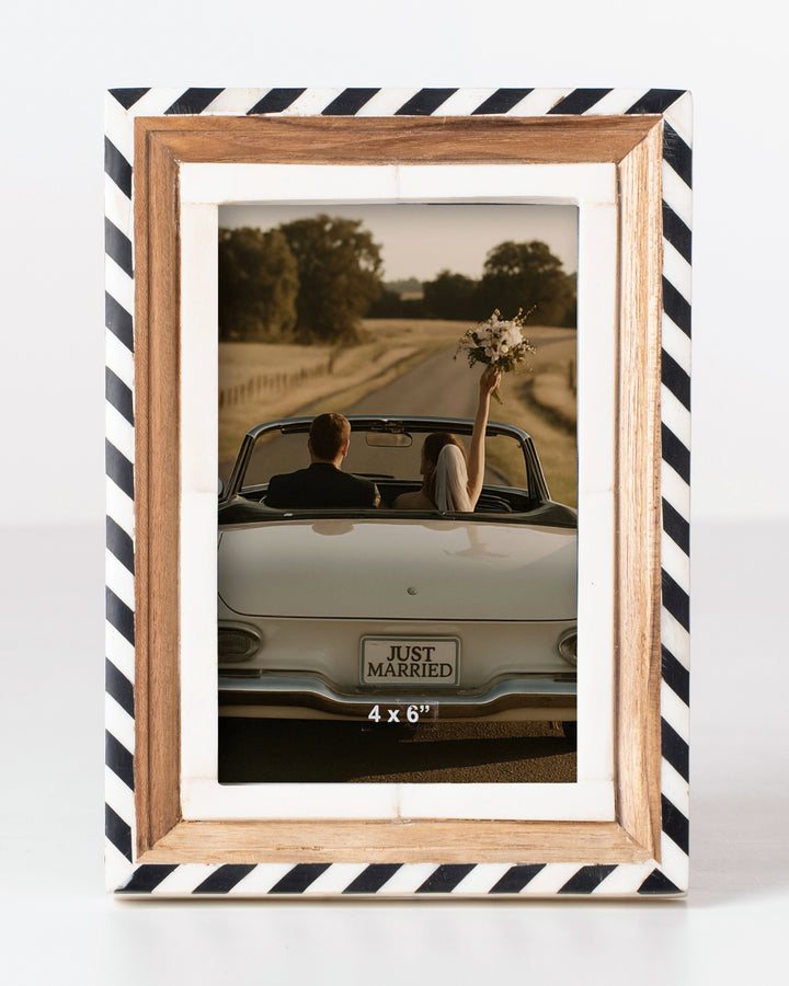 Diagonal Stripe Bone Inlay Photo Frame