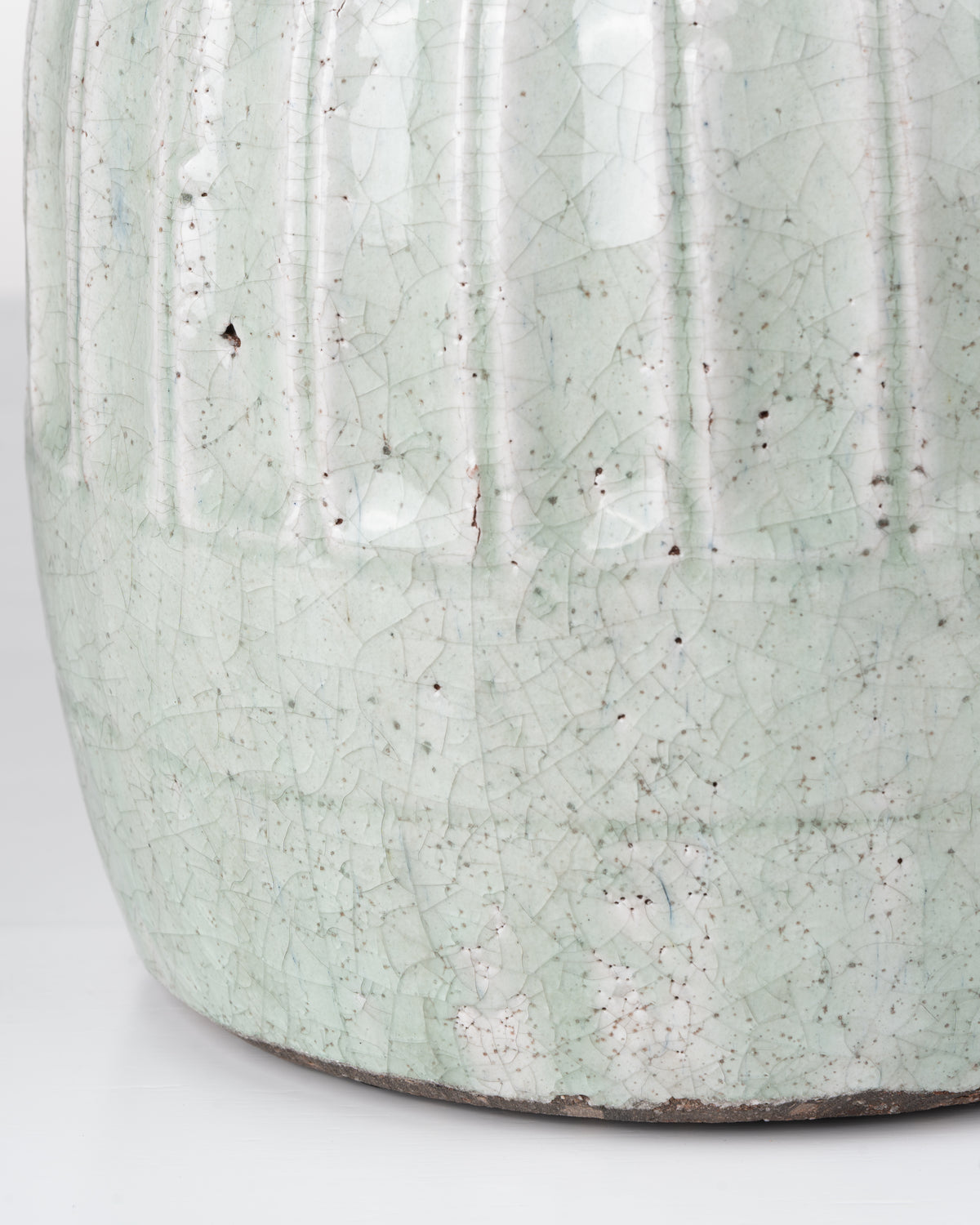 Mint Ribbed Ceramic Pot