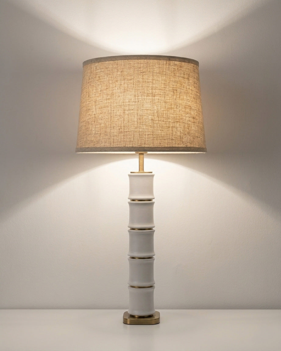 Ivory Bamboo Ceramic Lamp base