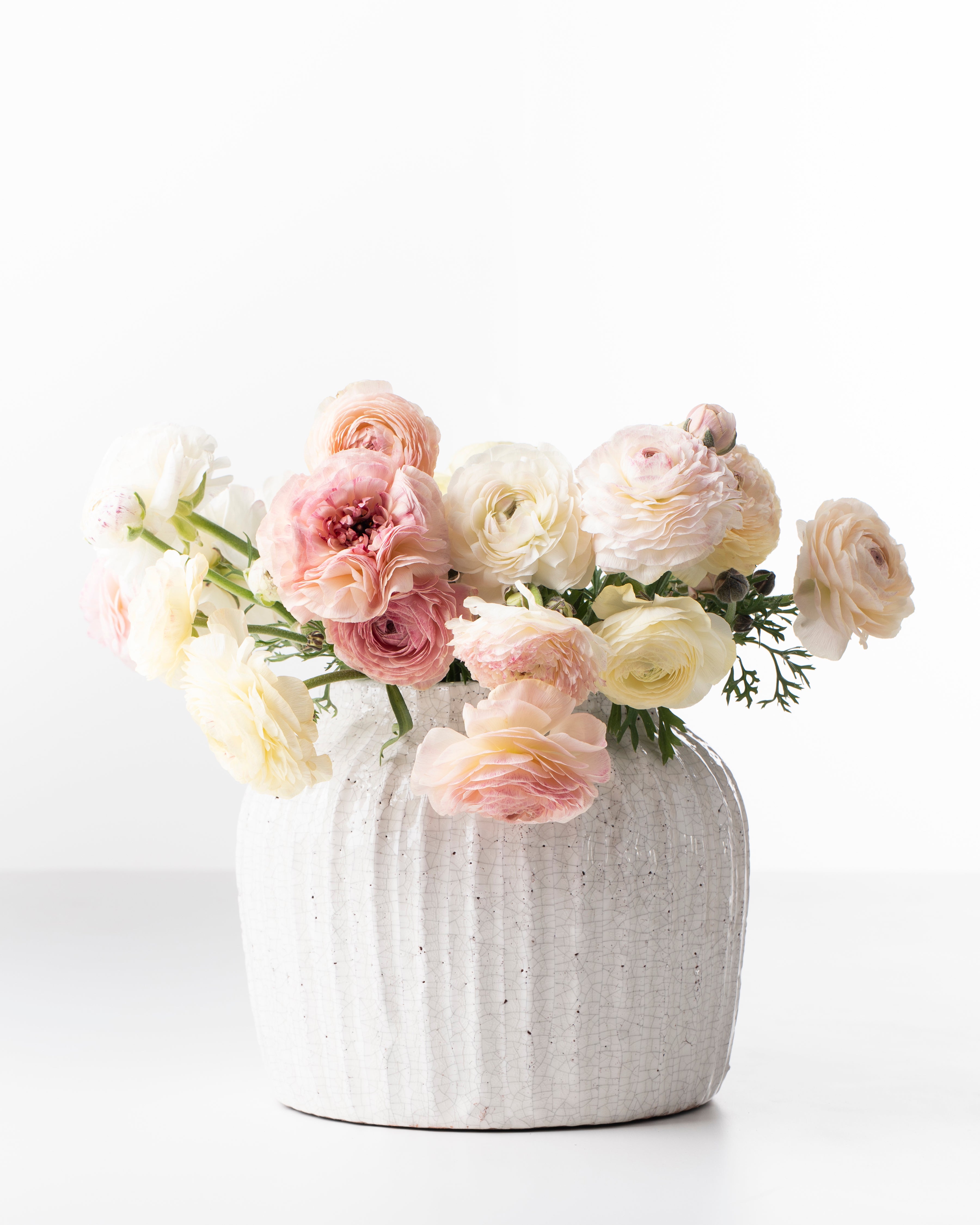 Ridged White Glazed Pot