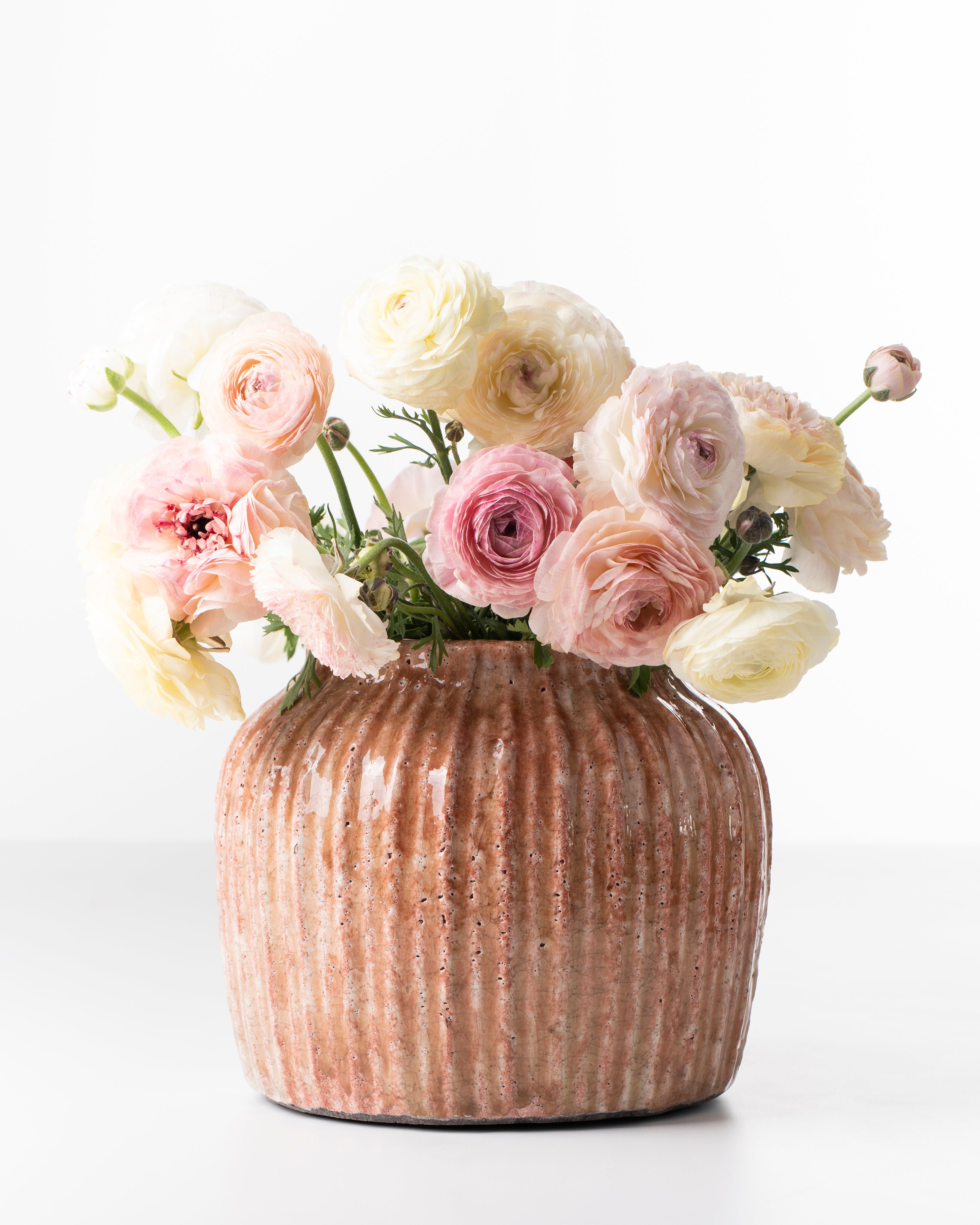 Terracotta Ribbed Ceramic Pot | Large