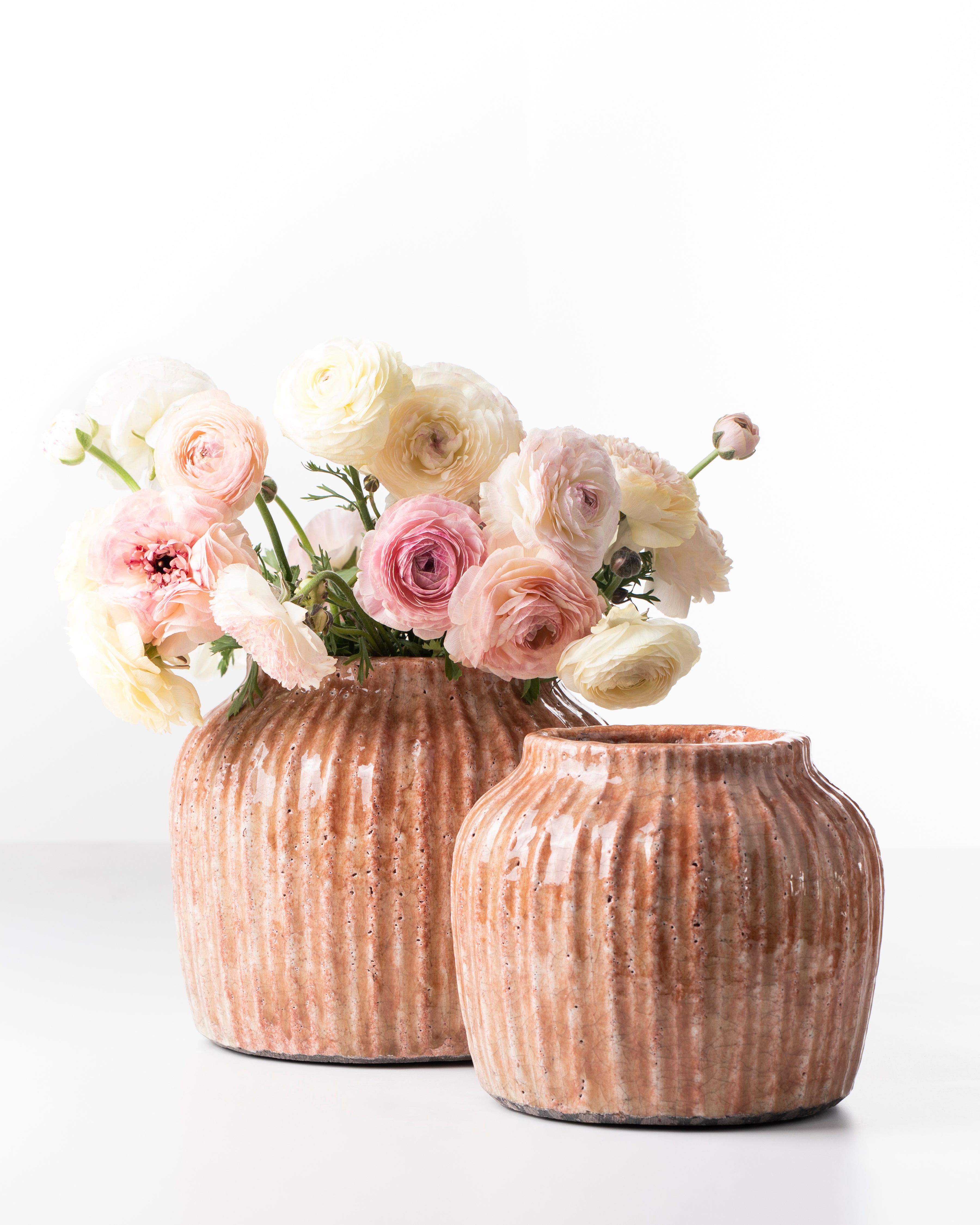 Terracotta Ribbed Ceramic Pot | Large