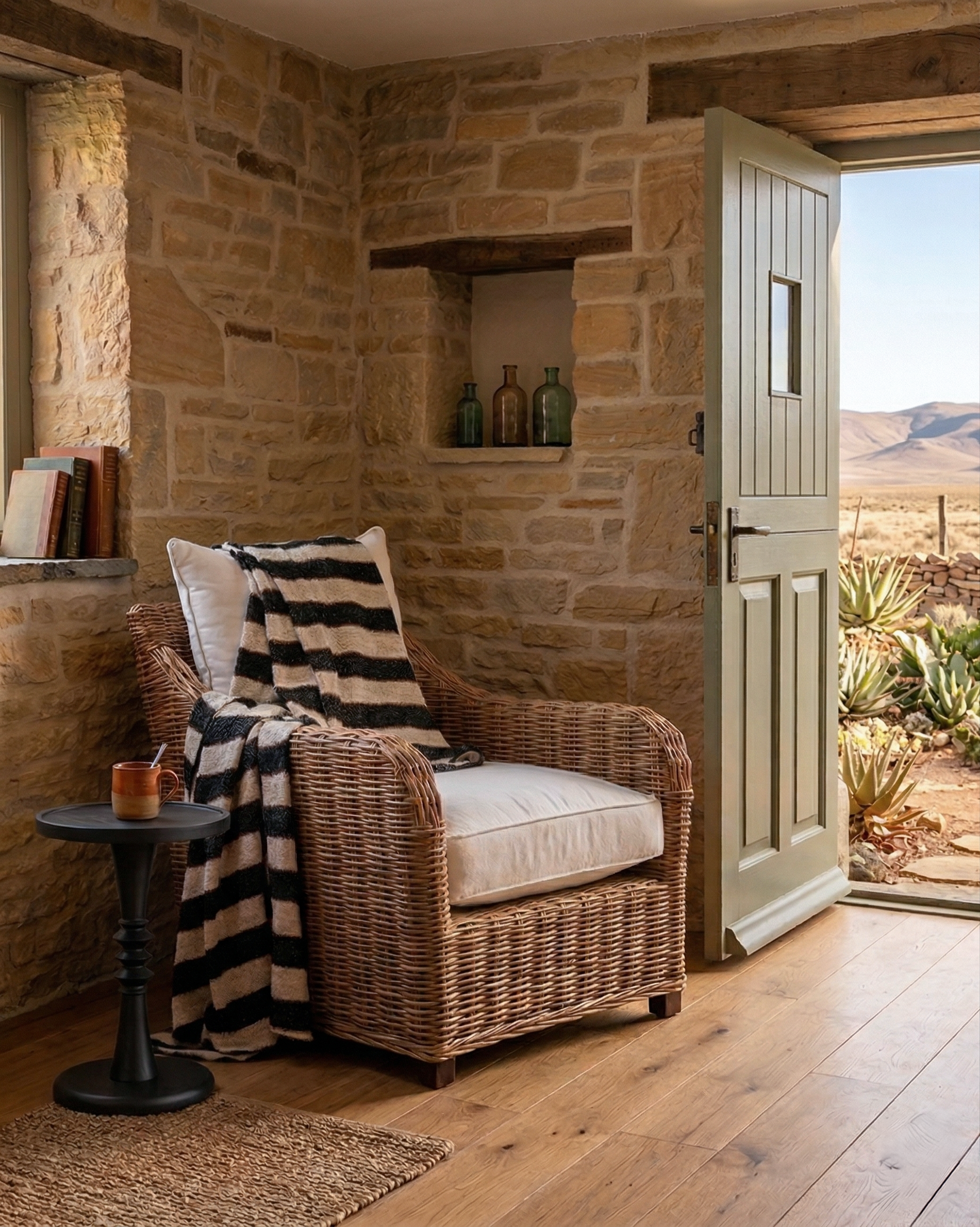 Ivory Noir Stripe Throw