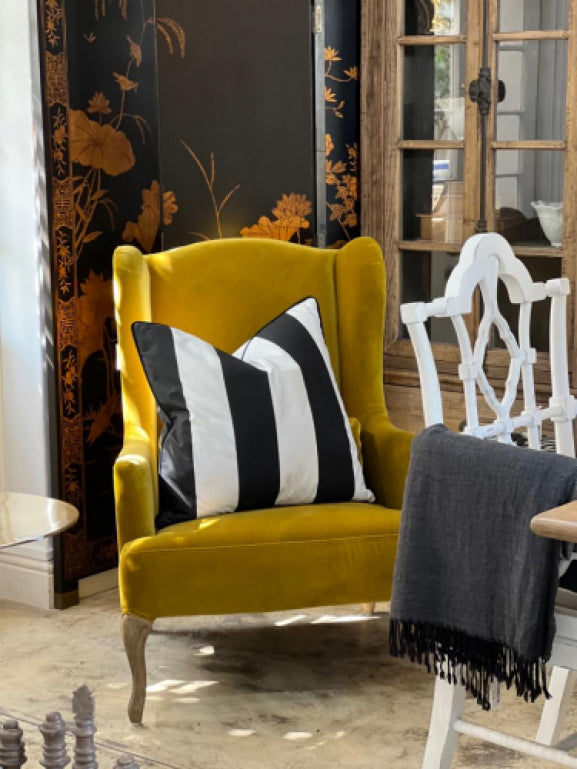 Black and White wide Stripe Cushion