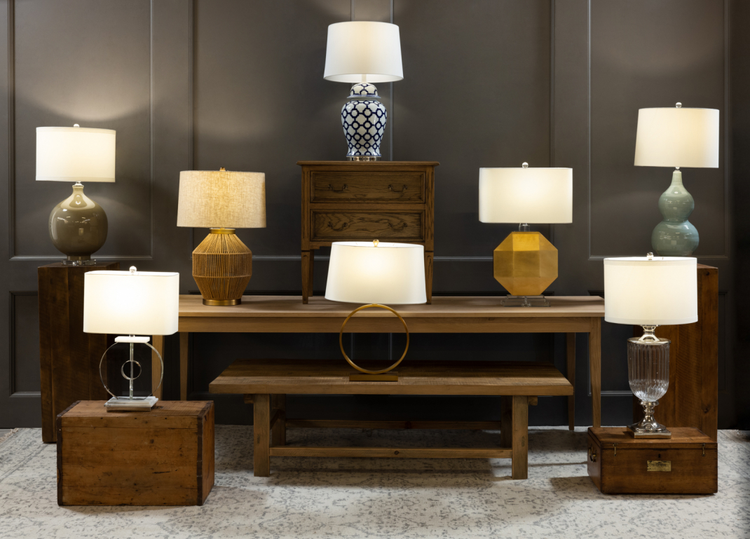 brown and gold lamps