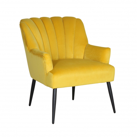 small yellow velvet chair