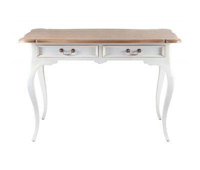 Block & Chisel cabriole leg writing table with scalloped top and white base