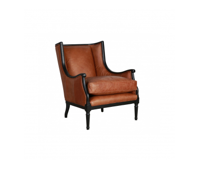 Leather wingback with wooden frame 