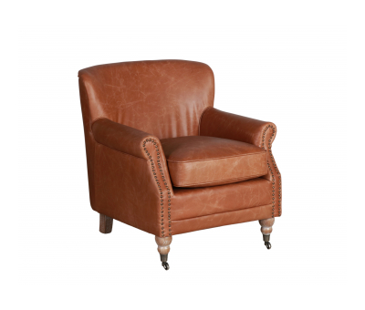 leather armchair on castors