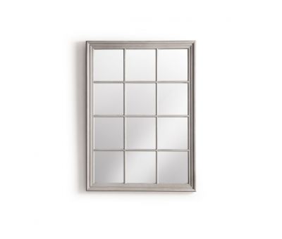 Grey grid windowpane mirror