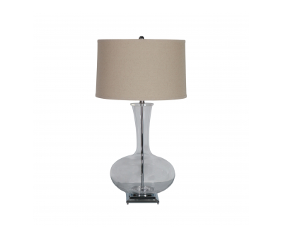 glass lamp base with linen shade