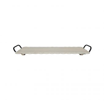 Block and chisel painted wooden tray with handles