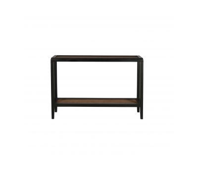 black console with rattan inlay