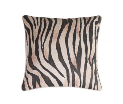 Zebra print linen cushion with velvet backing