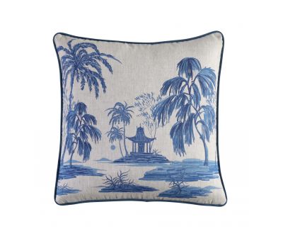 Hillhouse scatter cushion Japanese homestead on linen