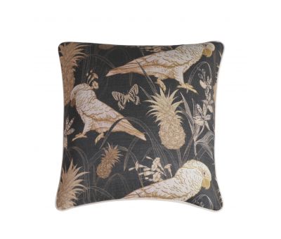 parrot cushion with cream velvet backing