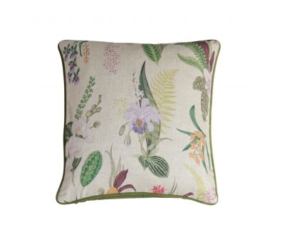 Blossom cushion with green velvet backing 