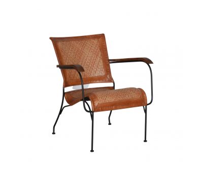 Leather and metal armchair