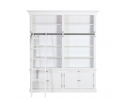 white bookcase with ladder in white 