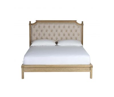 French style bed upholstered in linen King and queen