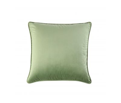 Green velvet cushion with piping 