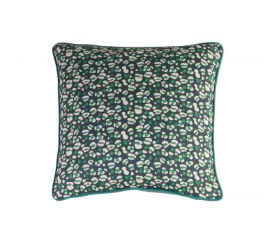 Block and chisel scatter cushion with velvet backing and piping