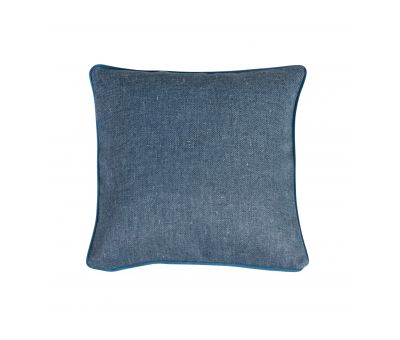 Plain blue scatter cushion with piping