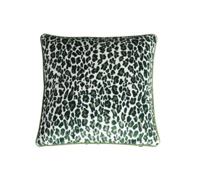 Green leopard print scatter cushion 