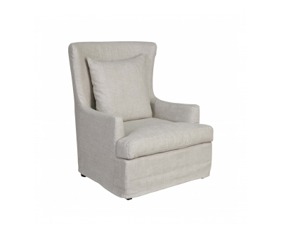 Slipcover wingback armchair in linen Château collection