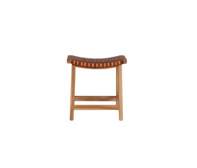 Block and chisel Teak and leather stool