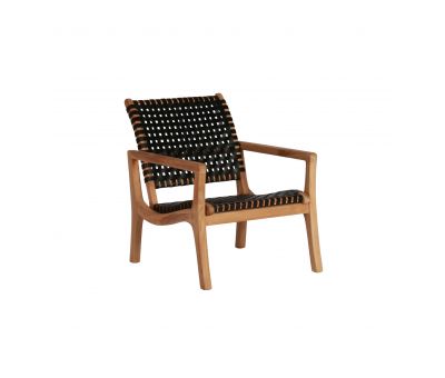 Block and chisel teak and leather armchair 